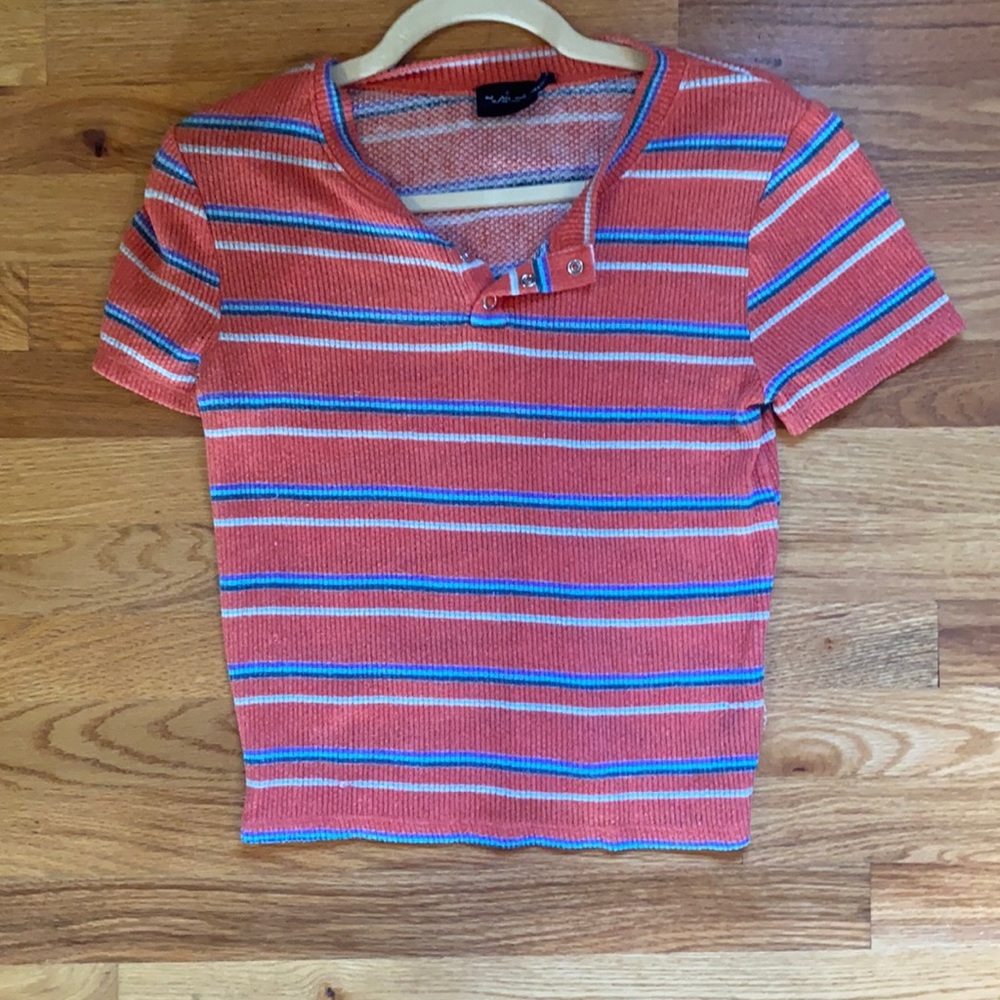 Orange with stripes knit top